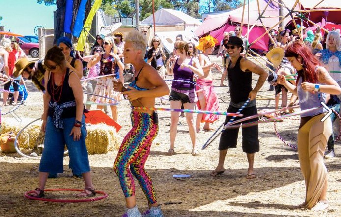 Deanne Love Teaching Hula Hoop at a festival